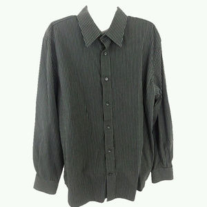 Black Striped Button Men's Shirt
